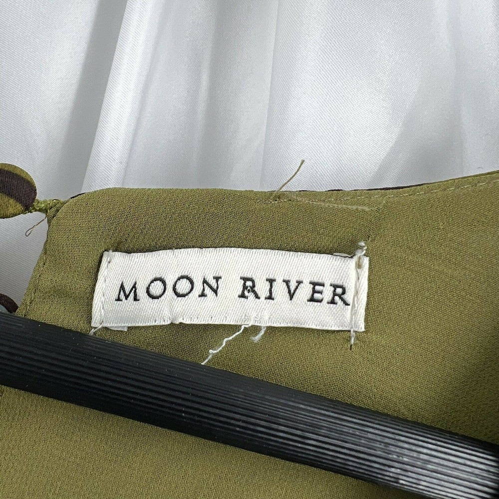 Moon River Anthropologie Tiger Animal Stripe Ruched Green Midi Size M Estimated - Picture 11 of 12